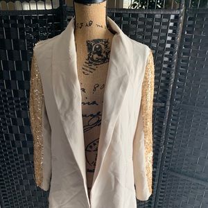 Champagne Gold Blazer with sequin Sleeves